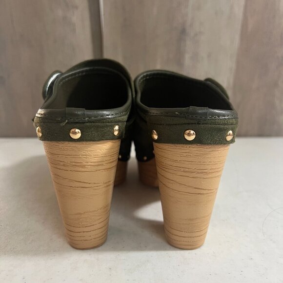 Atalina Olive Green Suede Clogs • Wedge Heel • Lightweight Mule • Size 7.5 - Picture 8 of 9